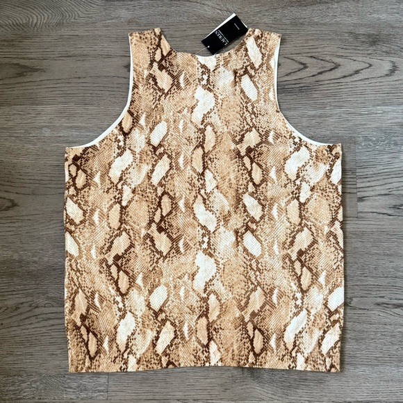 Lauren Ralph Lauren Snakeskin-Print Cotton-Blend Tank Top Size 2X - Brown - NWT - Picture 11 of 11